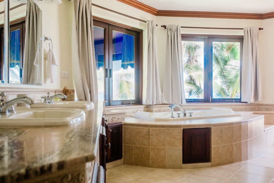 Spa bathroom with soaking tub