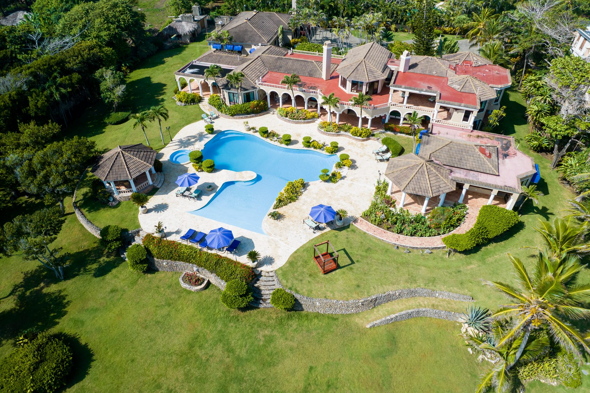 Aerial view of the estate and coastline