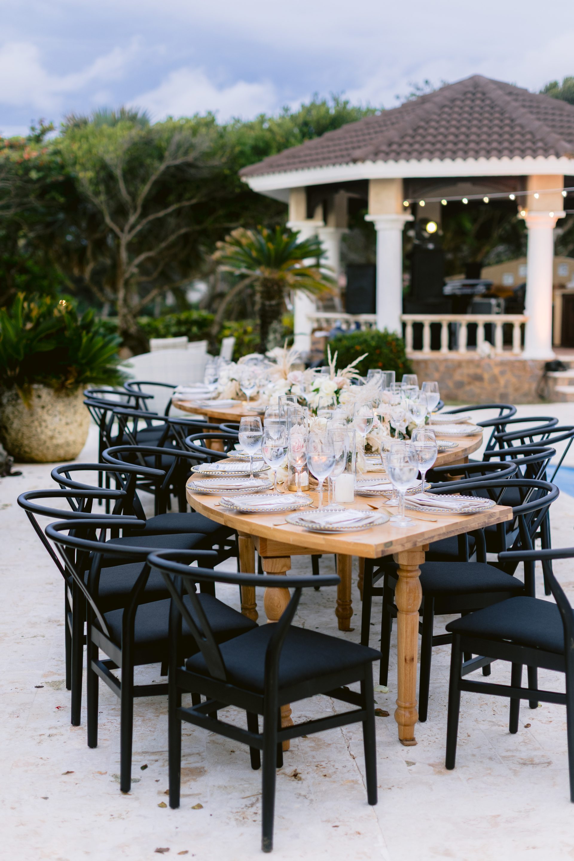 A table set for dining at the villa